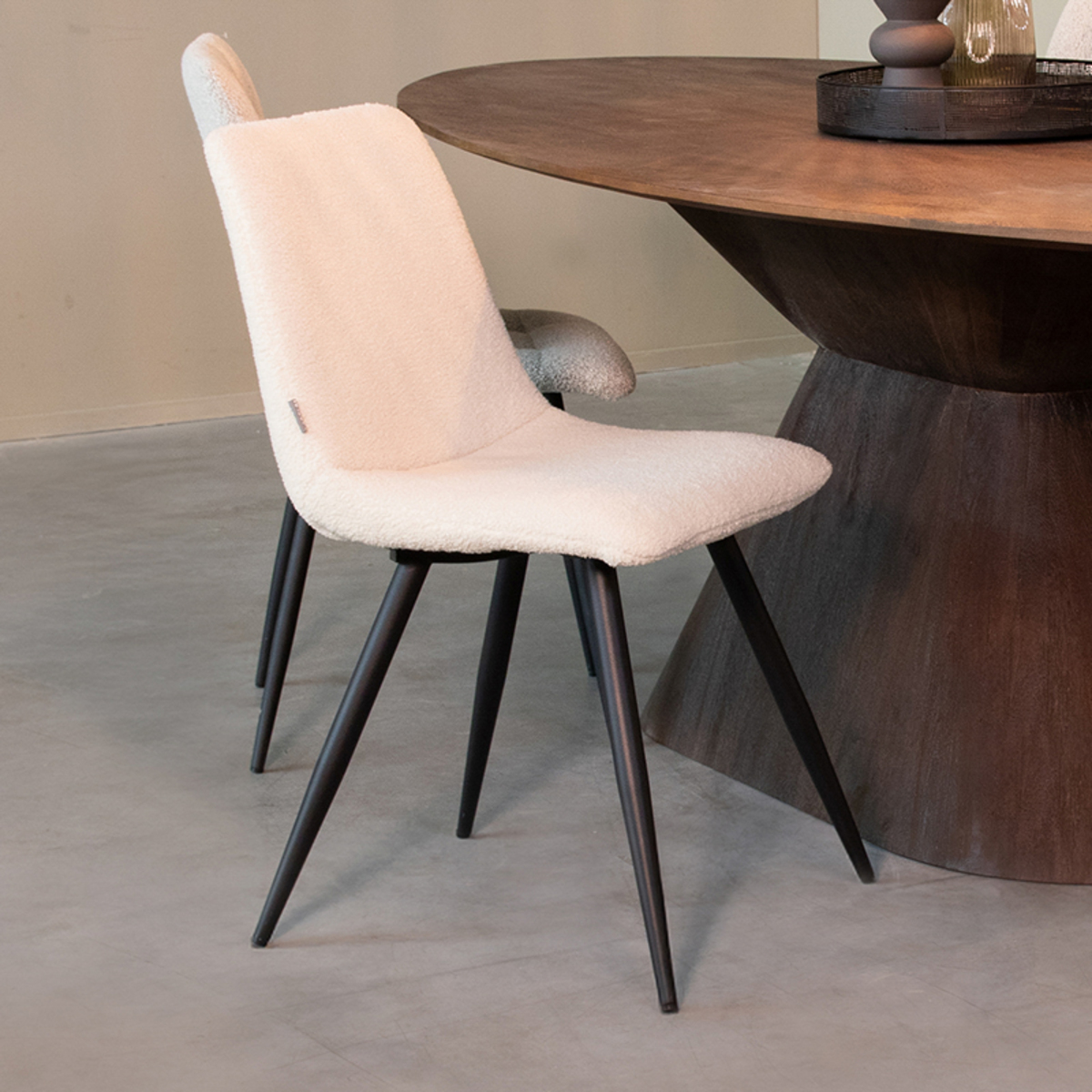 Eetkamerstoel Jep - Ivoire - Blanc - Teddy - Landelijk - LABEL51