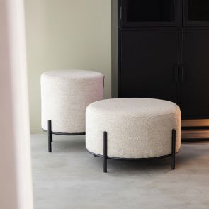 Poef Troy Naturel Boucle 46x46x41 cm Voorkant