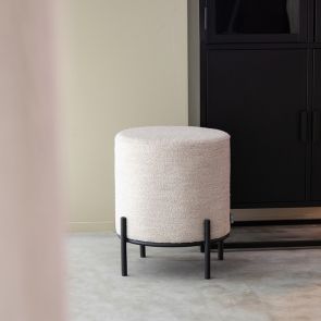 Poef Troy Naturel Boucle 41x41x48 cm Voorkant