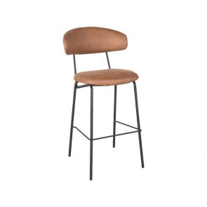 Barkruk Zack Cognac Micro Suede 53x56x107 cm Perspectief