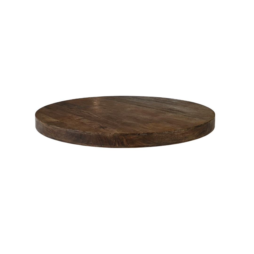 Tables de salle à manger I_Tafelblad Rond - Espresso - Marron - Bois de mangue - LABEL51
