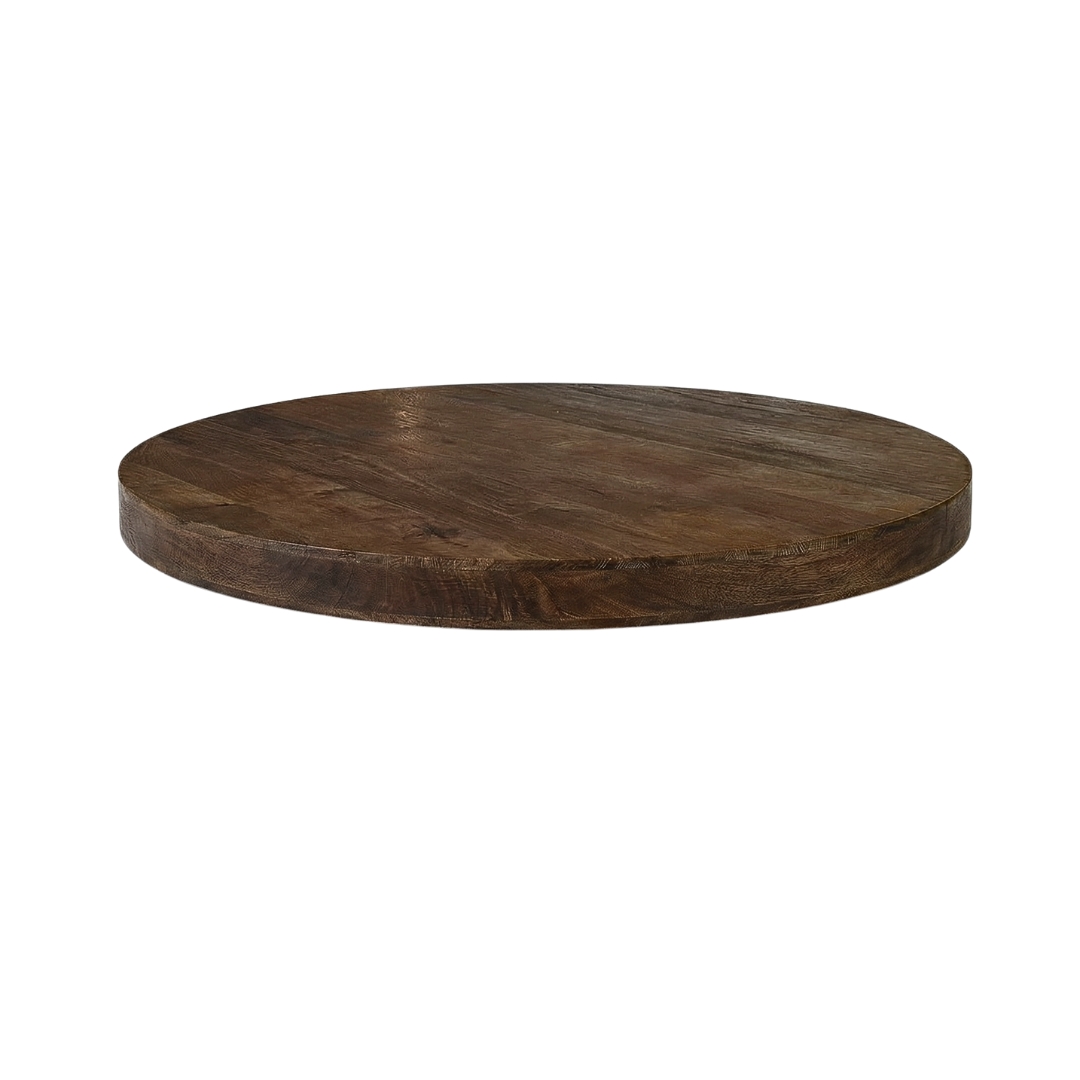 Tables de salle à manger I_Tafelblad Rond - Espresso - Marron - Bois de mangue - LABEL51