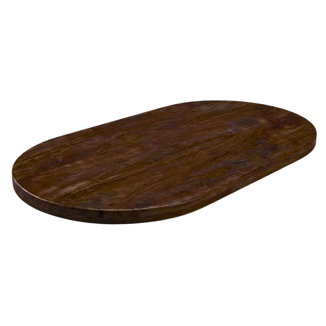 Tables de salle à manger I_Tafelblad Halve Cirkel - Espresso - Marron - Bois de mangue - LABEL51