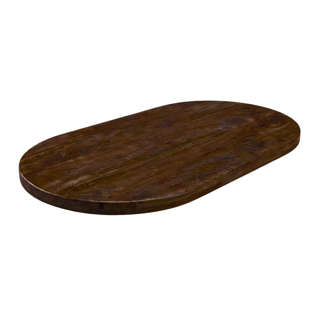 Tables de salle à manger I_Tafelblad Halve Cirkel - Espresso - Marron - Bois de mangue - LABEL51