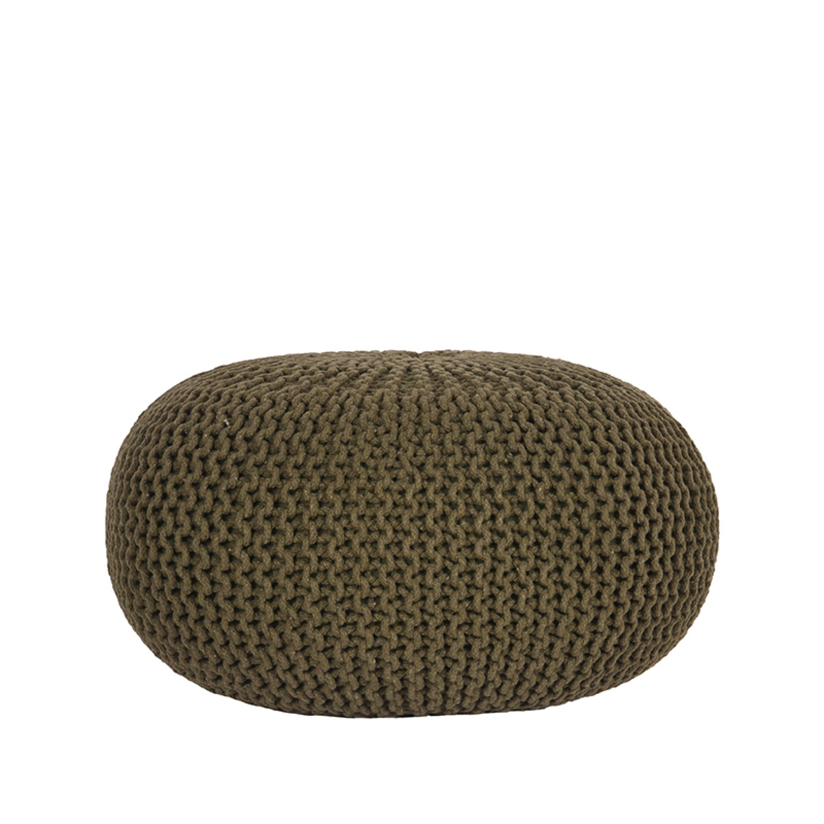 Poef I_Knitted - Army - GROEN - Coton - Industrieel - LABEL51