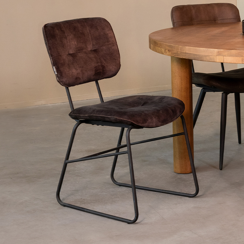 Eetkamerstoel I_Dez - Anthracite - Gris - Velours - Modern - LABEL51