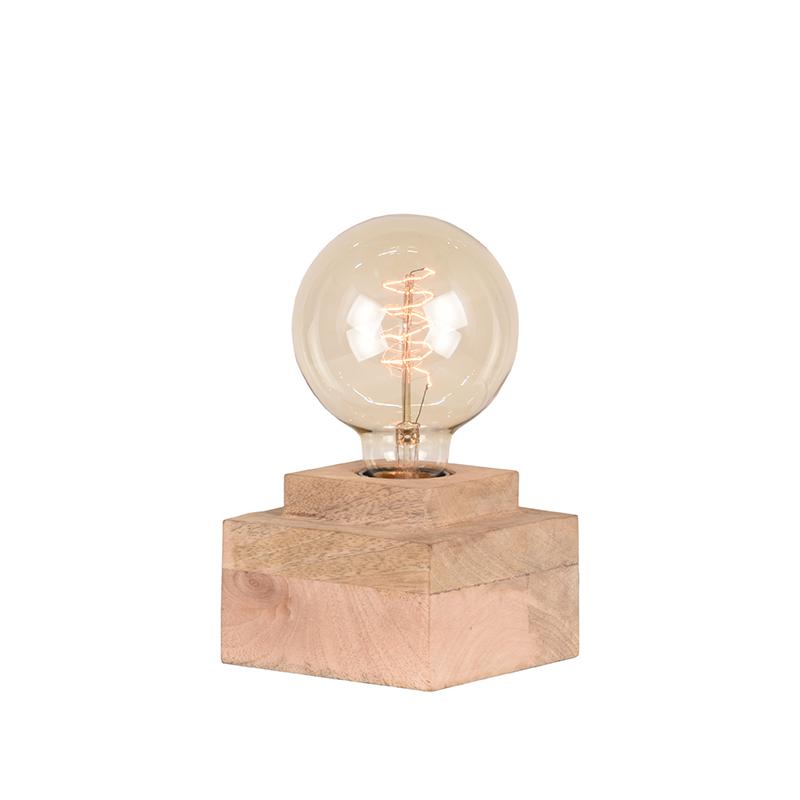 Tafellamp I_Block - Rough - Marron - Bois de mangue - Industrieel - LABEL51