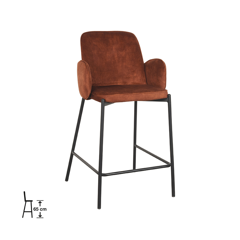 Barkruk I_Jari - Accoudoir - Laag - Rouille - ORANJE - Velours - Retro - LABEL51