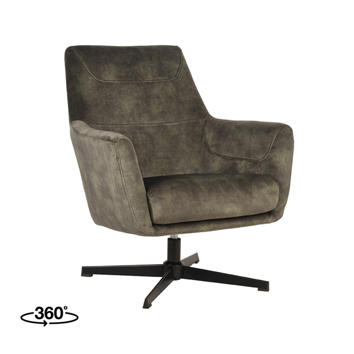Fauteuil I_Toby - Pivotant - Accoudoir - Hunter - GROEN - Velours - Modern - LABEL51