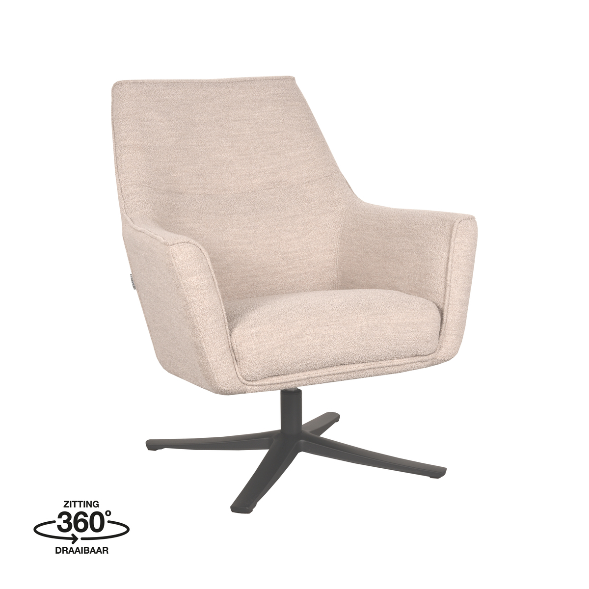 Fauteuil I_Tod - Pivotant - Accoudoir - Naturel Beige - Boucle - Landelijk - LABEL51