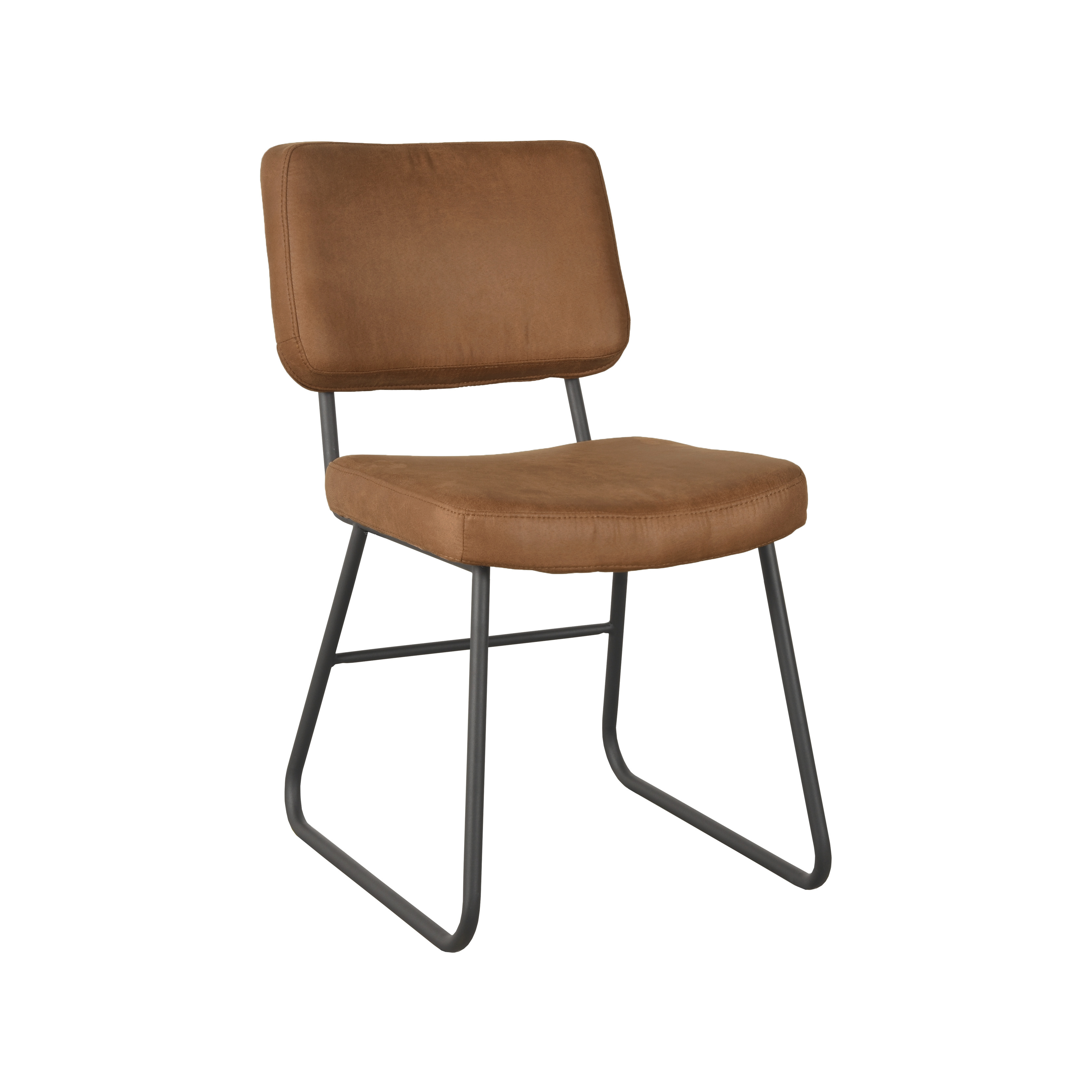 Eetkamerstoel I_Noah - Cognac - BRUIN - Micro Suede - Modern - LABEL51