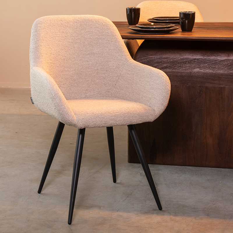 Eetkamerstoel I_Fender - Accoudoir - Naturel - Boucle - Landelijk - LABEL51