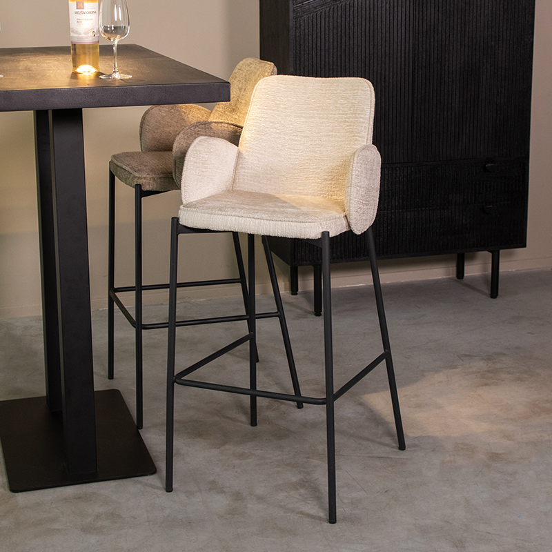 Barkruk I_Joni - Accoudoir - Hoog - Creme - Elegance - Landelijk - LABEL51