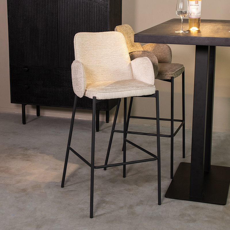 Barkruk I_Joni - Accoudoir - Hoog - Creme - Elegance - Landelijk - LABEL51