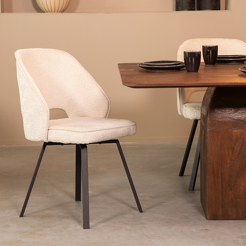 Eetkamerstoel I_Lewis - Pivotant - Creme - Elegance - Landelijk - LABEL51