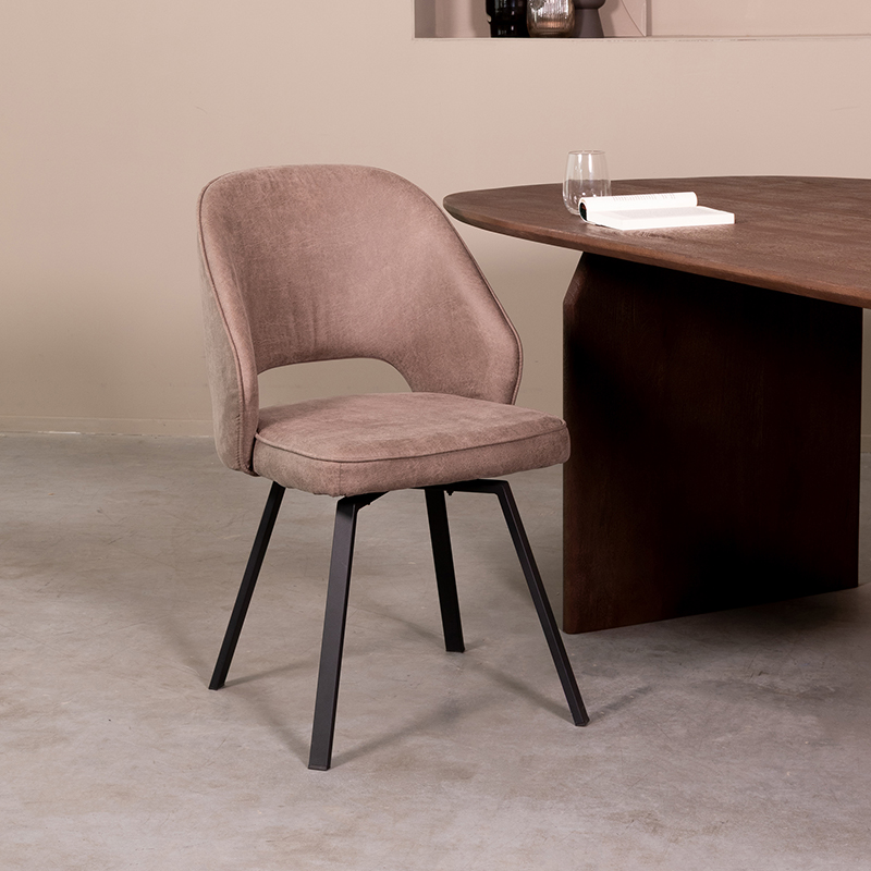 Eetkamerstoel I_Lewis - Taupe - Marron - Micro Suede - Modern - LABEL51