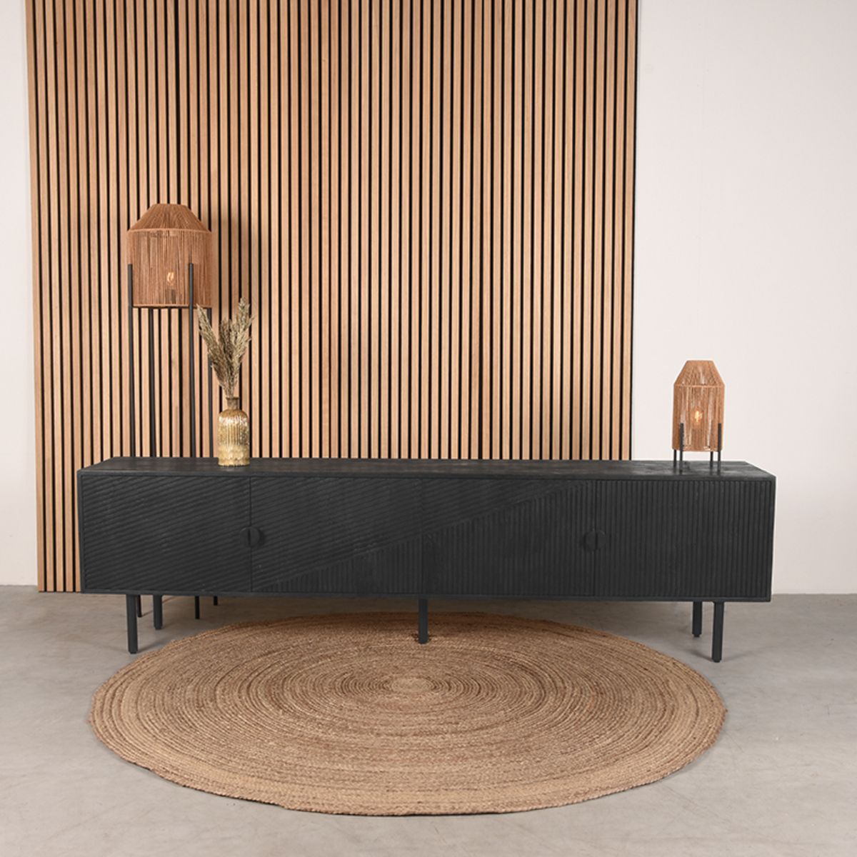 Tv-meubel I_Cotia - Noir - Bois de mangue - Modern - LABEL51