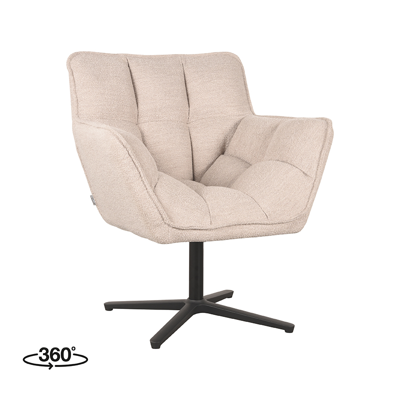 Fauteuil I_Ian - Pivotant - Accoudoir - Naturel Beige - Boucle - Landelijk - LABEL51