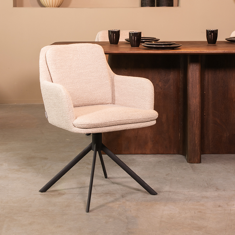 Eetkamerstoel I_Joy - Accoudoir - Naturel - Boucle - Landelijk - LABEL51