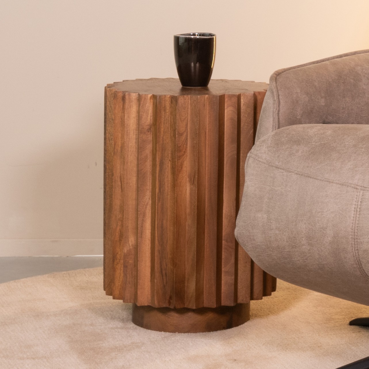 Bijzettafel I_Novan - Nature Smooth - Marron - Bois de mangue - Landelijk - LABEL51