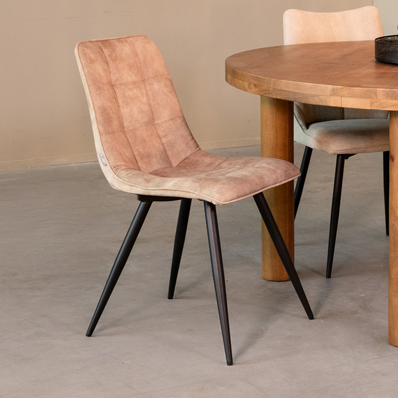 Eetkamerstoel I_Jelt - Sable - Naturel - Velours - Landelijk - LABEL51