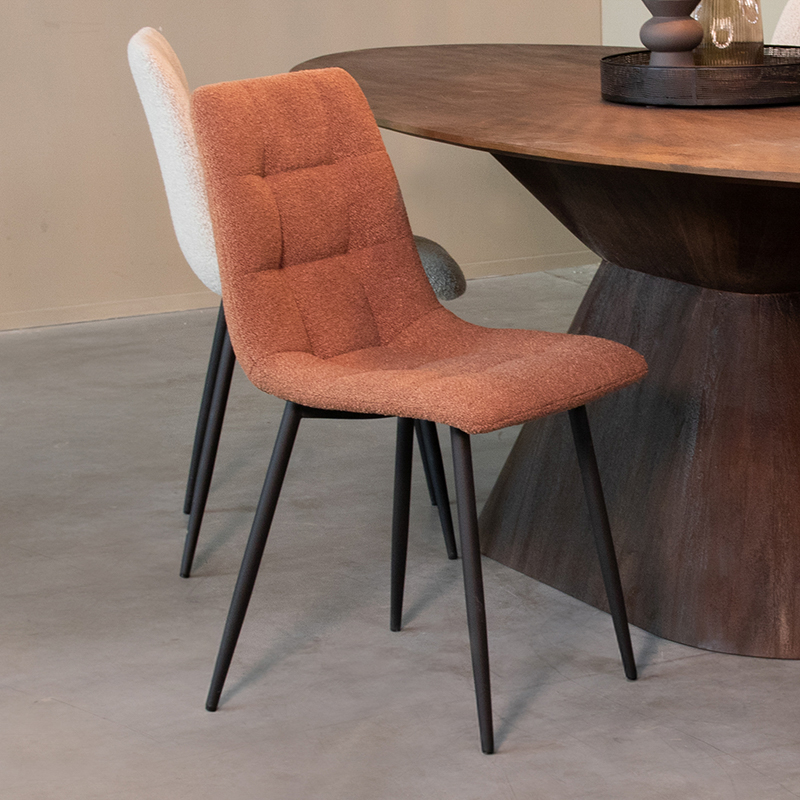Eetkamerstoel I_Juul - Terra - ORANJE - Boucle - Retro - LABEL51