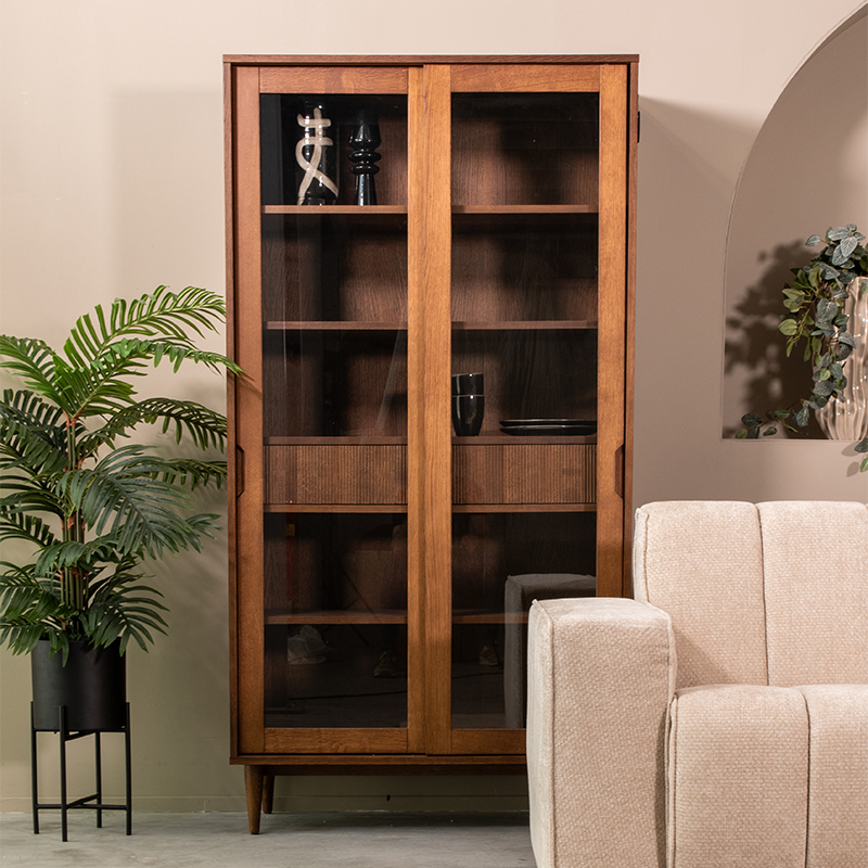 Vitrinekast I_Jule - Noyer - Marron - Chêne - Minimaliste - LABEL51