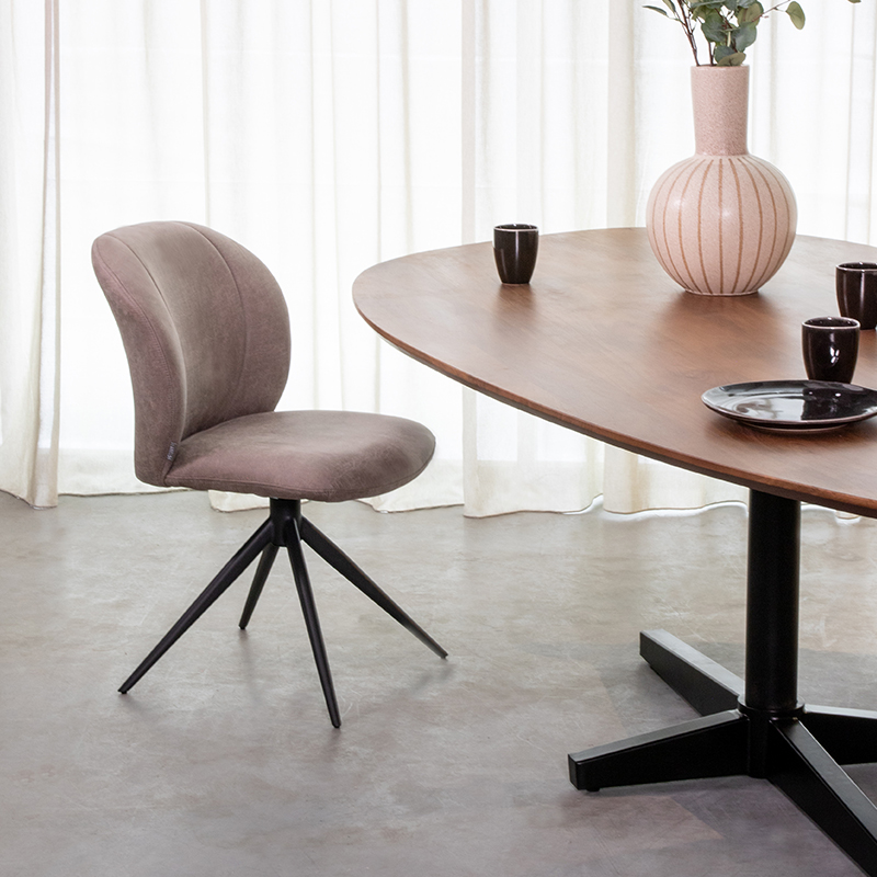 Eetkamerstoel I_Kimo - Pivotant - Naturel - Boucle - Landelijk - LABEL51