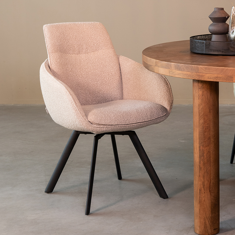 Eetkamerstoel I_Beauty - Accoudoir - Naturel - Boucle - Landelijk - LABEL51