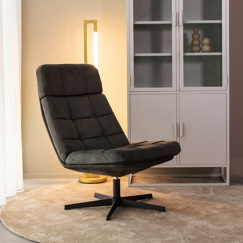 Fauteuil I_Alvar - Pivotant - Anthracite - GRIJS - Cosmo - Modern - LABEL51
