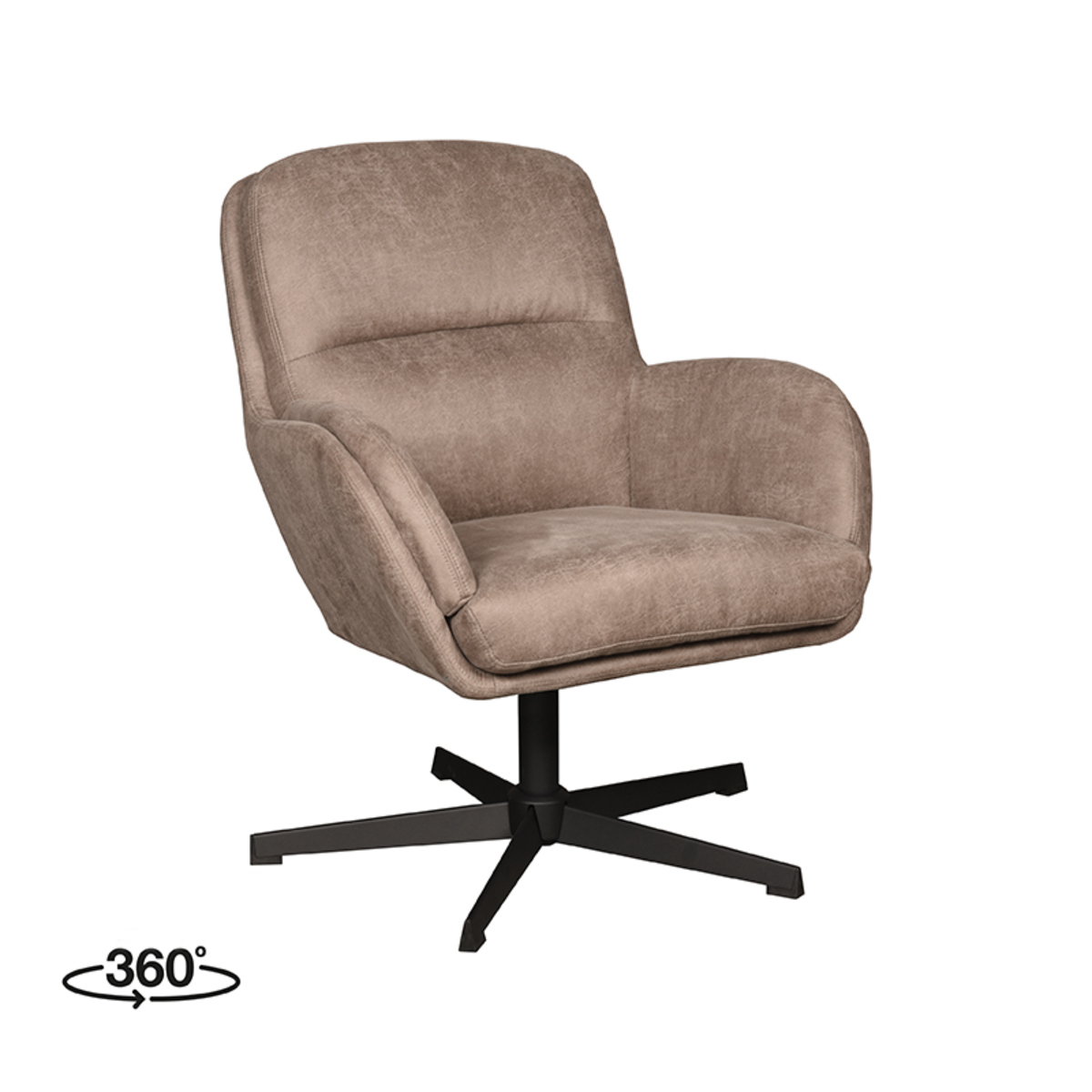 Fauteuil I_Moss - Pivotant - Accoudoir - Taupe - BRUIN - Micro Suede - Modern - LABEL51