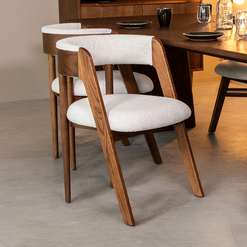 Eetkamerstoel I_Sasha - Ecru - Blanc - Boucle - Minimaliste - LABEL51