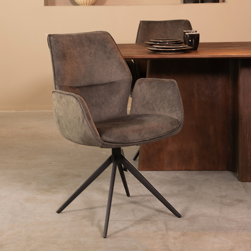 Eetkamerstoel I_Mellow - Pivotant - Accoudoir - Anthracite - GRIJS - Cosmo - Modern - LABEL51