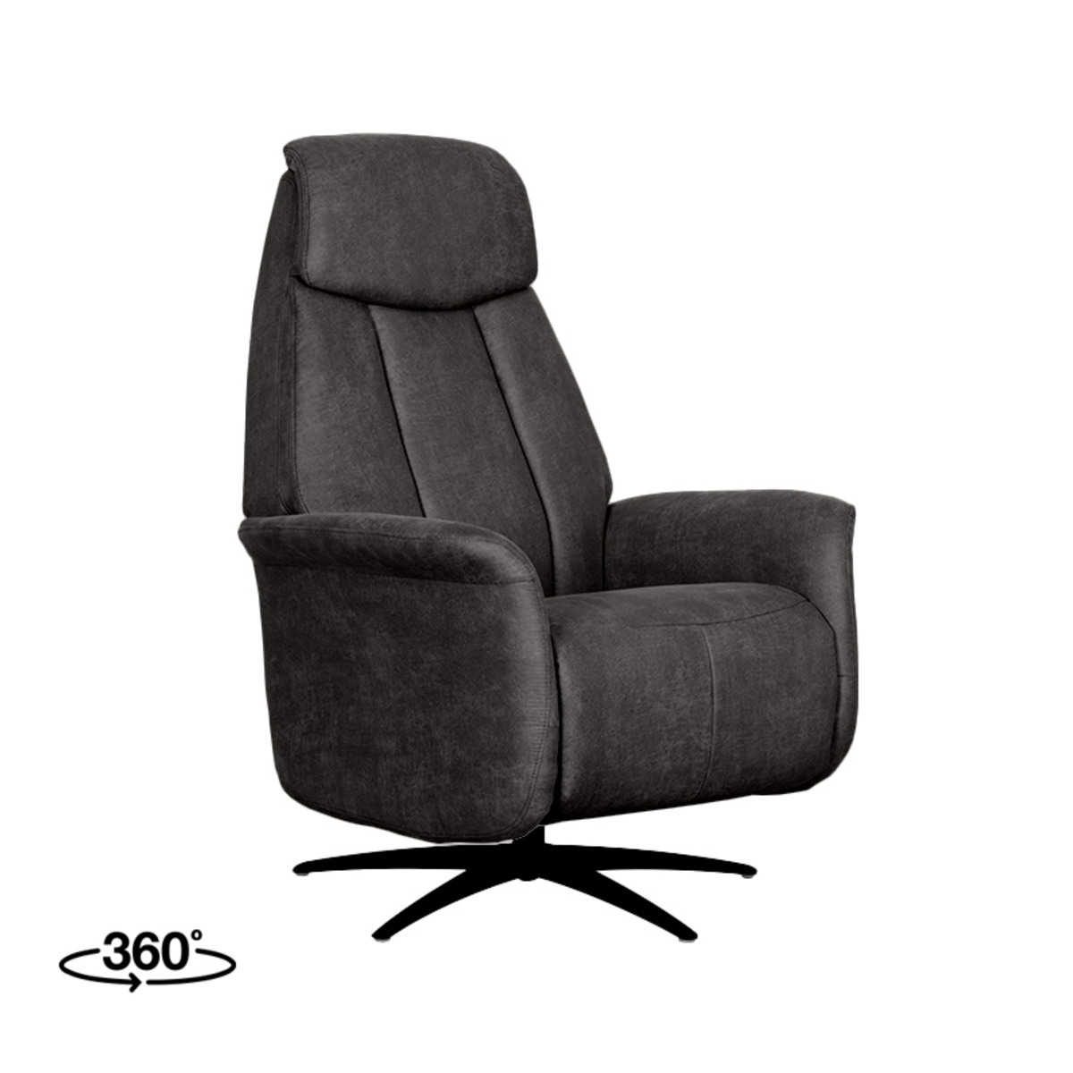 Fauteuil I_Oslo - Pivotant - Accoudoir - Anthracite - GRIJS - Micro Suede - Modern - LABEL51