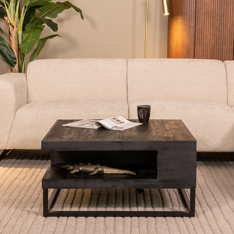 Salontafel I_Cube - Noir - ZWART - Bois de mangue - Modern - LABEL51