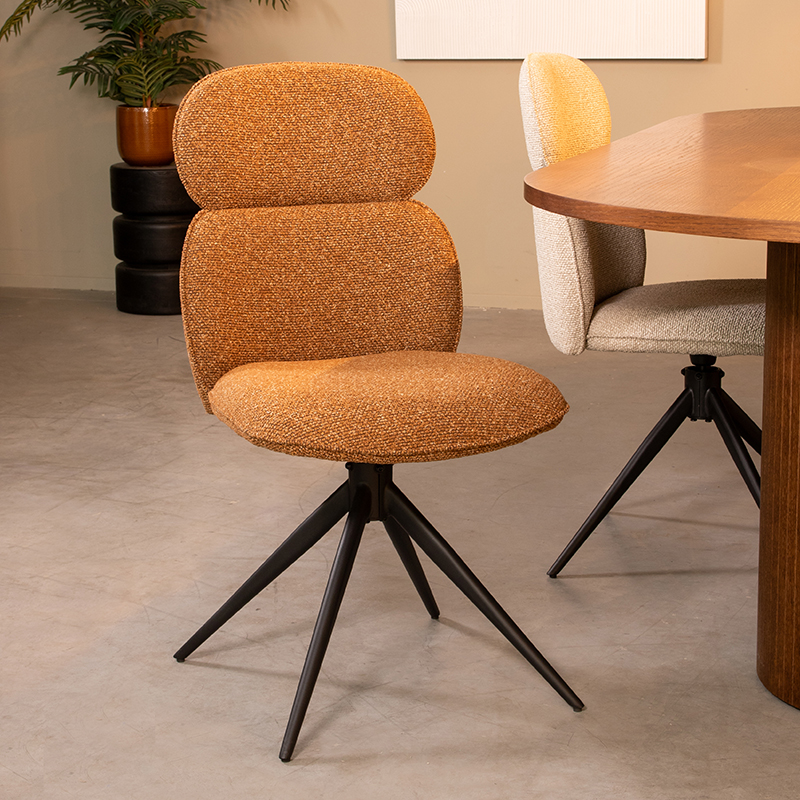 Eetkamerstoel I_Finn - Pivotant - Coral - ORANJE - Royal Boucle - Modern - LABEL51
