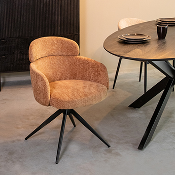 Eetkamerstoel I_Levi - Accoudoir - Cognac - Marron - Elite - Modern - LABEL51