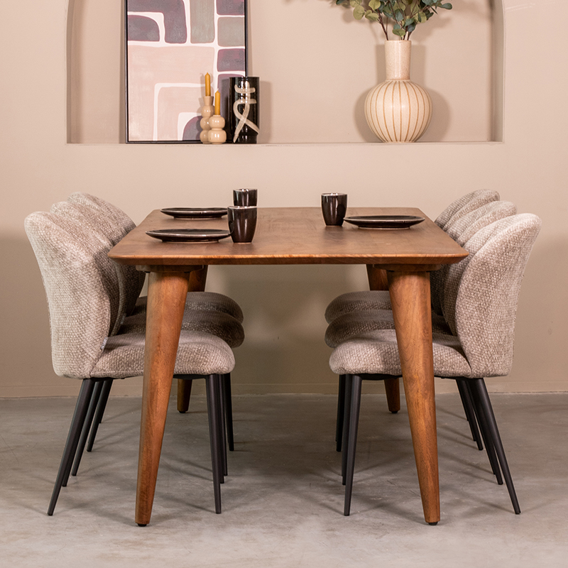 Eetkamertafel I_Fly - Nature Smooth - Marron - Bois de mangue - Landelijk - LABEL51