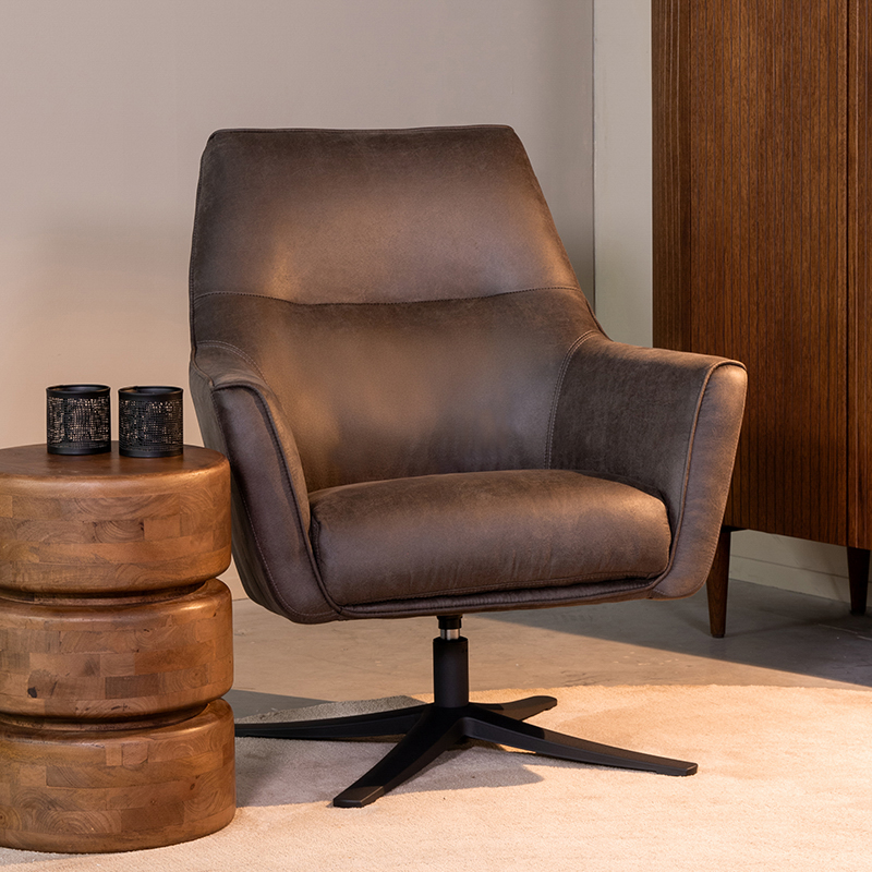 Fauteuil I_Tod - Pivotant - Accoudoir - Anthracite - GRIJS - Micro Suede - Modern - LABEL51