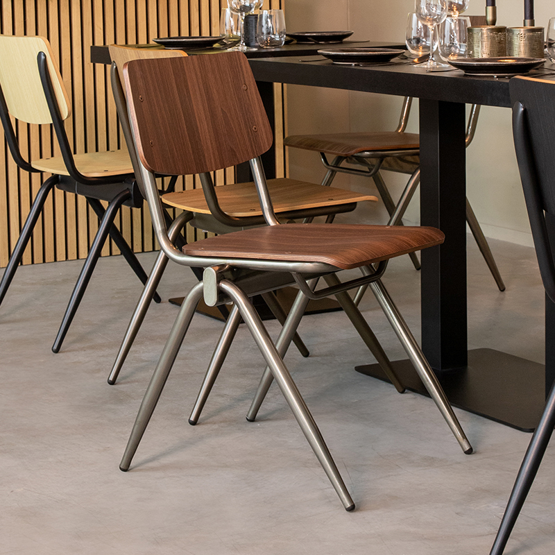 Eetkamerstoel I_Solid - Marron foncé - Bois - Industrieel - LABEL51