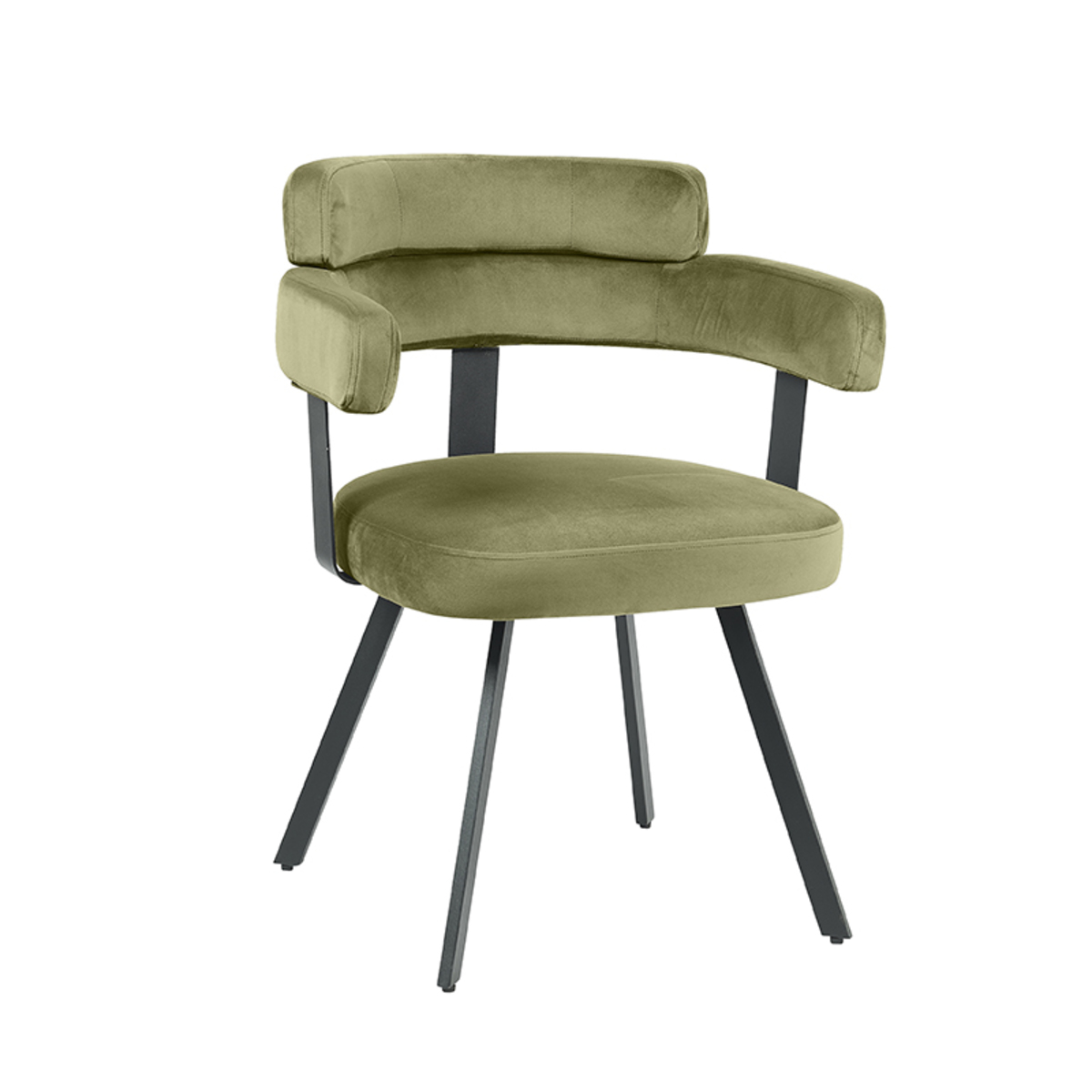 Eetkamerstoel I_Bardio - Accoudoir - Hunter - Vert - Velours - Industrieel - LABEL51