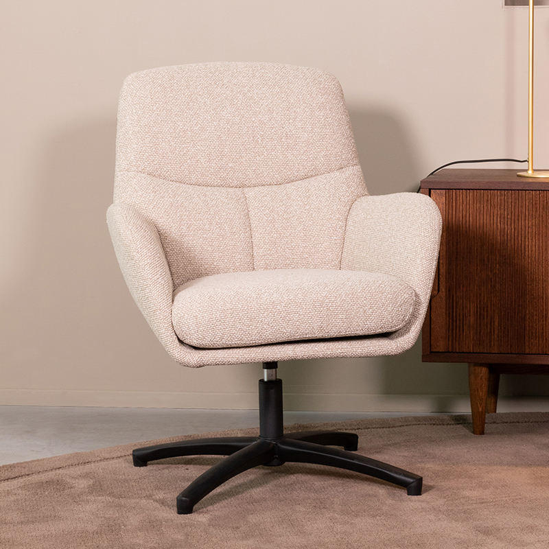 Fauteuil I_Chill Zone - Pivotant - Accoudoir - Naturel Beige - Royal Boucle - Landelijk - LABEL51