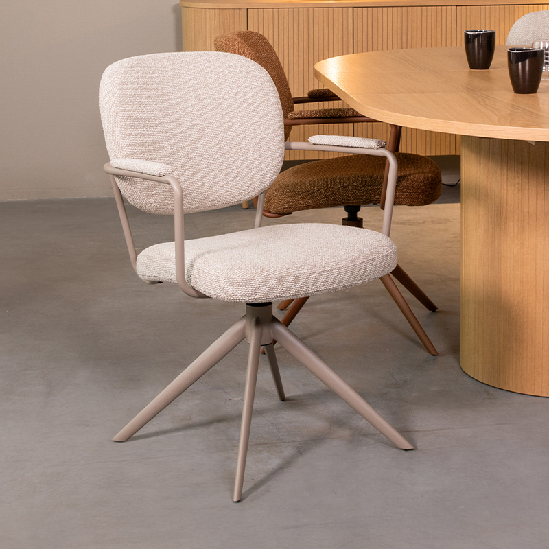 Eetkamerstoel I_Basel - Accoudoir - Naturel - Royal Boucle - Scandinave - LABEL51