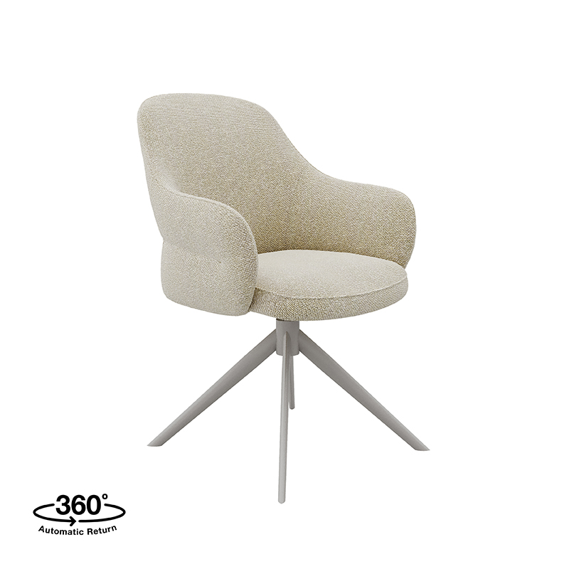 Eetkamerstoel I_Bern - Pivotant - Accoudoir - Naturel - Royal Boucle - Scandinave - LABEL51