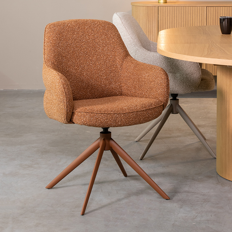 Eetkamerstoel I_Bern - Accoudoir - Coral - Orange - Royal Boucle - Design - LABEL51