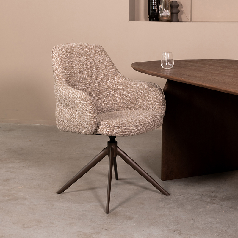 Eetkamerstoel I_Bern - Accoudoir - Mushroom - Marron - Royal Boucle - Design - LABEL51