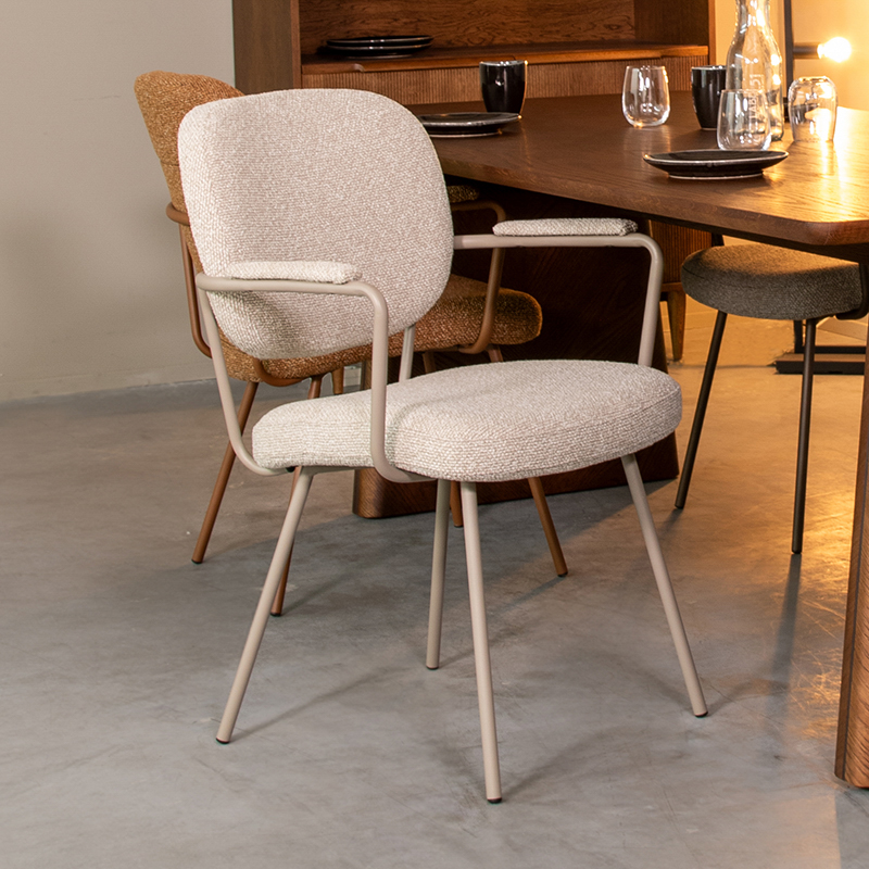 Eetkamerstoel I_Lausanne - Accoudoir - Naturel - Royal Boucle - Scandinave - LABEL51