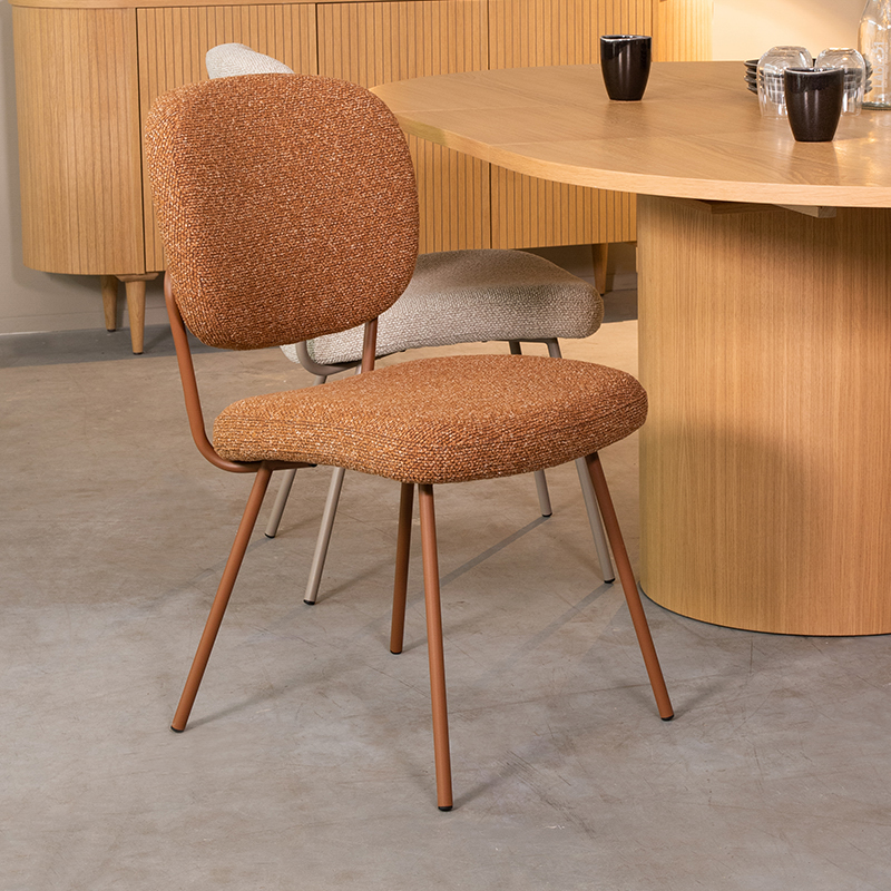 Eetkamerstoel I_Singapore - Coral - Orange - Royal Boucle - Design - LABEL51