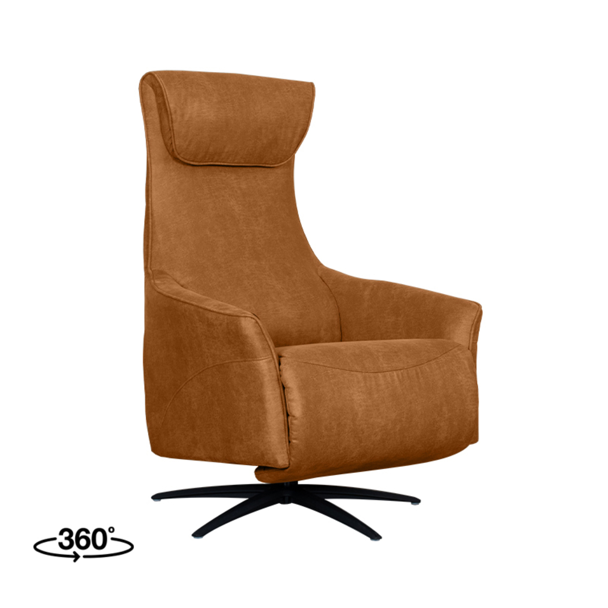 Fauteuil I_Lund - Pivotant - Accoudoir - Cognac - BRUIN - - Modern - LABEL51