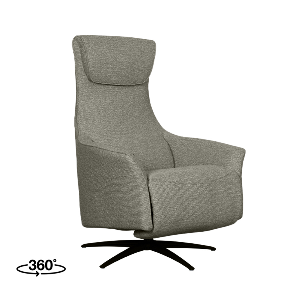 Fauteuil I_Lund - Pivotant - Accoudoir - Mushroom - BRUIN - Royal Boucle - Landelijk - LABEL51